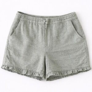 LOFT Outlet Linen Blend Ruffle Hem Shorts Size 16 | Sage Green Summer Shorts